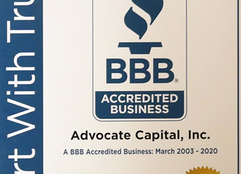 Advocate Capital, Inc. Rated A+ By Better Business Bureau For 16 Years