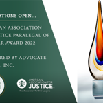 Nominations Open for the 2022 AAJ Paralegal of the Year Award Sponsored by Advocate Capital, Inc. Nominations Open for the 2022 AAJ Paralegal of the Year Award Sponsored by Advocate Capital, Inc.